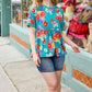 Take Me Away Teal Floral Drop Shoulder Babydoll Top