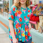 Take Me Away Teal Floral Drop Shoulder Babydoll Top