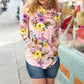 Just My Type Pink Floral Cowl Neck Sweater Top