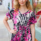 Take Me Away Pink Animal Print Babydoll V Neck Top