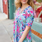 Sunny Days Light Teal Floral Criss Cross V Neck Babydoll Top