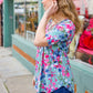 Sunny Days Light Teal Floral Criss Cross V Neck Babydoll Top