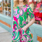 Feeling Bold Fuchsia & Green Abstract Floral Print Dress