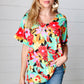 Multicolor Tropical Floral V Neck Drop Shoulder Top