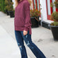 A New Day Burgundy Mineral Wash Rib Knit Hoodie