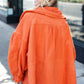 Beautiful You Rust Cinched Waist Zip Up Fleece Jacket