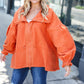 Beautiful You Rust Cinched Waist Zip Up Fleece Jacket