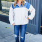 Good Vibes Denim & Ivory Patchwork Sherpa Half Zip Pullover