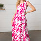 Magenta & White Floral Fit and Flare Sleeveless Maxi Dress