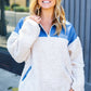 Good Vibes Denim & Ivory Patchwork Sherpa Half Zip Pullover