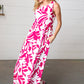 Magenta & White Floral Fit and Flare Sleeveless Maxi Dress