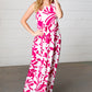 Magenta & White Floral Fit and Flare Sleeveless Maxi Dress