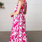 Magenta & White Floral Fit and Flare Sleeveless Maxi Dress