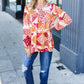 Rust & Magenta Patchwork Print Front Tie Boho Top