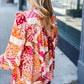 Rust & Magenta Patchwork Print Front Tie Boho Top