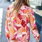 Rust & Magenta Patchwork Print Front Tie Boho Top