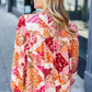 Rust & Magenta Patchwork Print Front Tie Boho Top