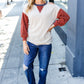 Oatmeal Textured Sweater Knit Cold Shoulder Top