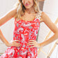 Coral Paisley Scallop Crochet Strap Tank Top