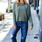Olive Ribbed Dolman Cropped Sweater