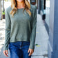 Olive Ribbed Dolman Cropped Sweater