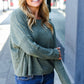 Olive Ribbed Dolman Cropped Sweater