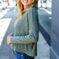 Olive Ribbed Dolman Cropped Sweater