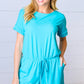 Ice Blue Brushed Knit Elastic Waist Pocketed Romper