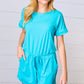 Ice Blue Brushed Knit Elastic Waist Pocketed Romper