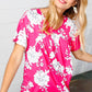 Fuchsia Floral V Neck Dolman Top