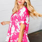Fuchsia Floral V Neck Dolman Top