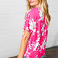 Fuchsia Floral V Neck Dolman Top
