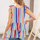 Multicolor Vertical Stripe Tie Bow Woven Top