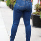 Stand Out Dark Denim High Rise Skinny Fit Button Fly Jeans