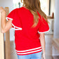 Feeling Festive Red & White Ruffle Sleeve Sweater Knit Top