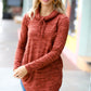 Rust Marled Cowl Neck Pocketed Top