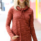 Rust Marled Cowl Neck Pocketed Top