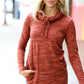 Rust Marled Cowl Neck Pocketed Top