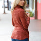 Rust Marled Cowl Neck Pocketed Top