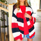 Simply Patriotic Red White & Blue Striped Crochet Cardigan