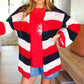 Simply Patriotic Red White & Blue Striped Crochet Cardigan