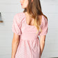 Mauve Eyelet Puff Sleeve Babydoll Top