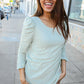 Dazzle in Grey Animal Print Ruched Sleeve Round Neck Top