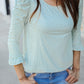 Dazzle in Grey Animal Print Ruched Sleeve Round Neck Top