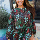 Diva Dreams Chocolate Floral Frill Bubble Sleeve Blouse
