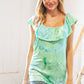 Lime Square Neck Ruffle Tie Dye Tank Top
