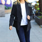 Holiday Ready Black Shoulder Tassel Fringe Blazer