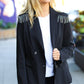 Holiday Ready Black Shoulder Tassel Fringe Blazer