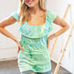 Lime Square Neck Ruffle Tie Dye Tank Top