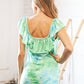 Lime Square Neck Ruffle Tie Dye Tank Top